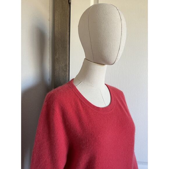 Prive Cashmere Sweater Red Knit Long Sleeve Crew Neck Pullover Sweater Sz Large - Picture 3 of 13
